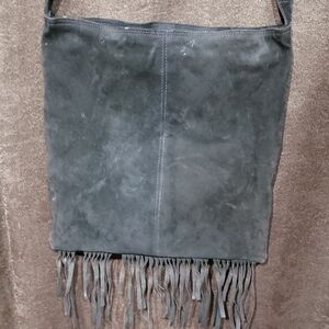 Barganza Black Genuine Leather Fringe Shoulder Bag India Western Chic